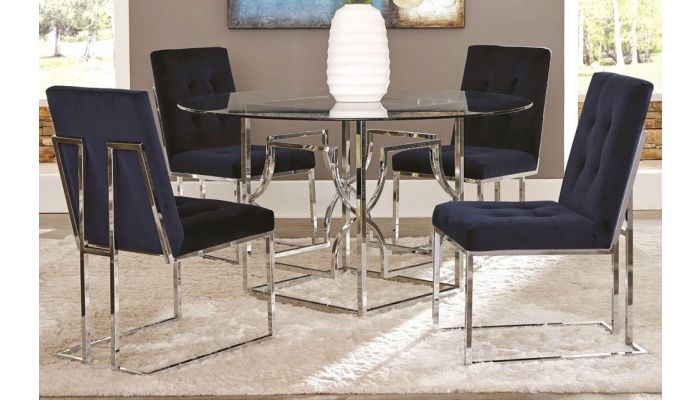 Zuri Modern Dining Table Set, Elegant Round Glass Dining Table Set