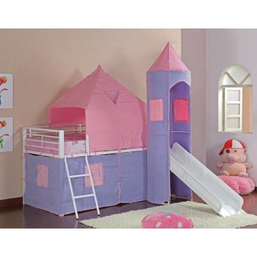 Castle Pink Bunk Bed With Slide