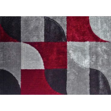 Abela Modern Shag Rug Grey Red