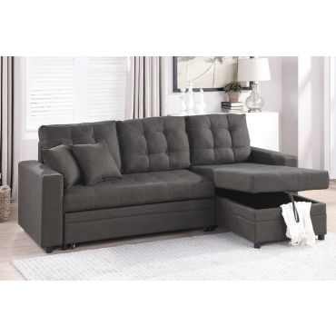 Abrielle Ash Black Linen Sectional Sleeper