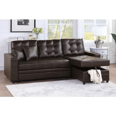 Abrielle Espresso Leatherette Sectional Sleeper