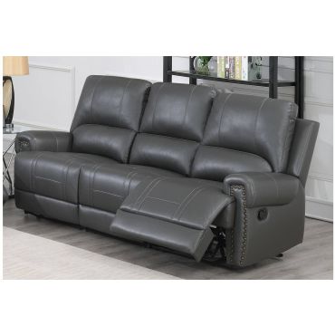 Ackerman Gray Leather Recliner Sofa