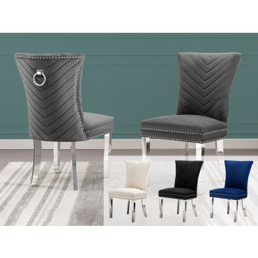 Adelia Grey Velvet Dining Chairs