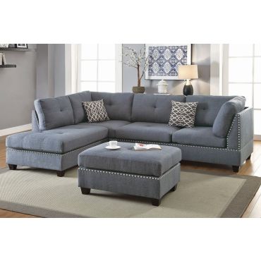 Adnus Grey Linen Sectional Sofa,Adnus Reversible Sectional Sofa