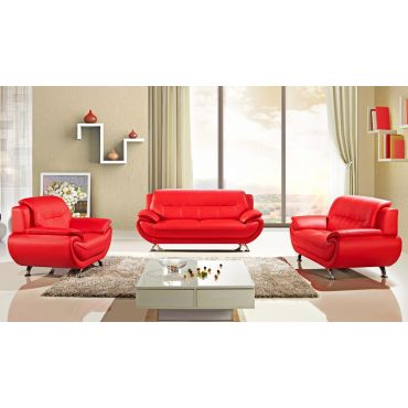 Sabina Red Leather Sofa Set