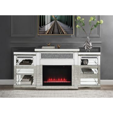 Agno Mirrored Console With Fireplace