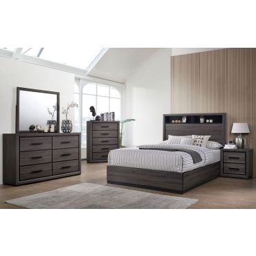 Agustin Bedroom Furniture Rustic Gray Finish