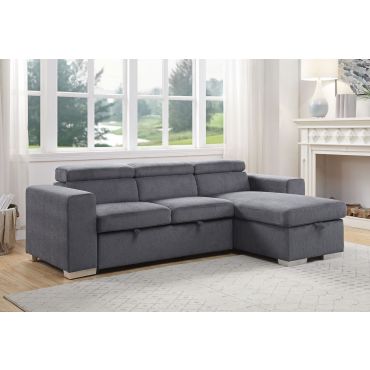 Alaina Grey Chenille Sectional Sleeper