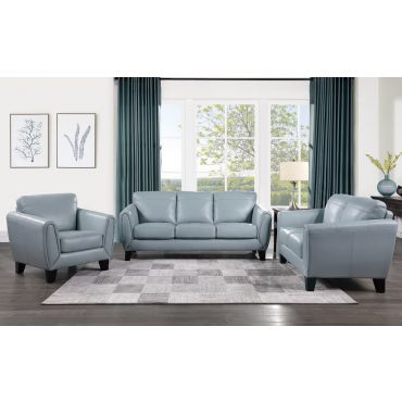 Albany Aqua Top Grain Leather Sofa Set