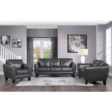 Albany Dark Grey Top Grain Leather Sofa Set