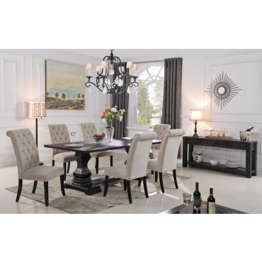 Alberta Dining Table Set Black Finish