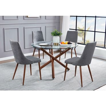 Allspice Round Glass Top Dining Table Set