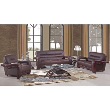 Alpha Modern Brown Leather Living Room