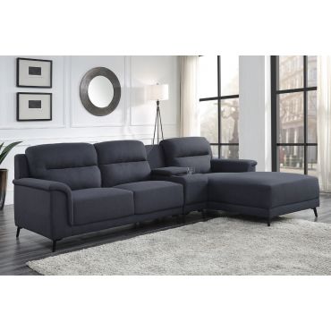 Alpine Sectional Sofa Dark Grey Linen