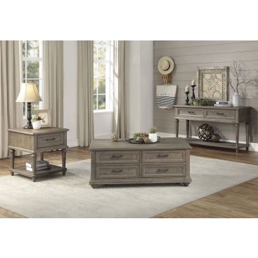 Amadis Rustic Finish Storage Coffee Table Set