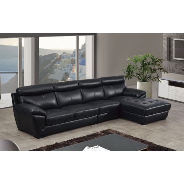 Amani Black Italian Leather Sectional