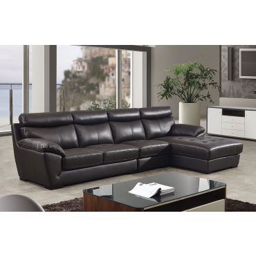 Amani Dark Chocolate Italian Leather Sectional