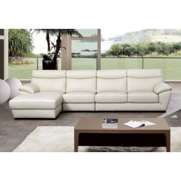 Amani White Italian Leather Modern Sectional