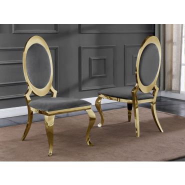 Amelia Grey Gold Dining Chairs