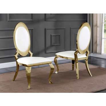 Amelia White Gold Dining Chairs