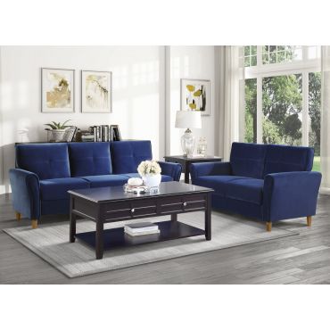 Americus Navy Blue Velvet Living Room