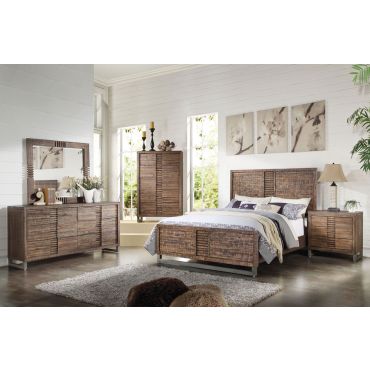 Anfisa Modern Bed Reclaimed Oak Finish