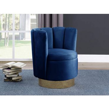 Angelika Navy Velvet Swivel Accent Chair