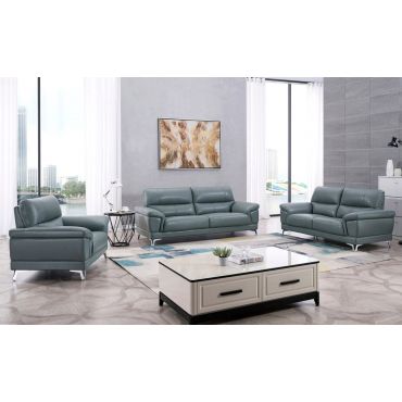 Angeline Blue Grey Genuine Leather Sofa