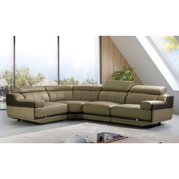 Anjelica Olive Grey Italian Leather Sectional