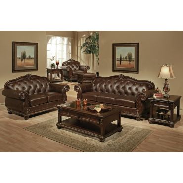 Anondale Top Grain Leather Sofa Set