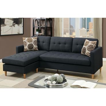 Anthony Reversible Sectional Black Fabric