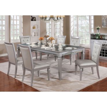 Anza Silver Finish Dining Table Set