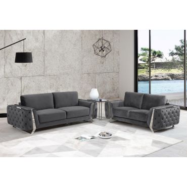 Ariana Modern Design Sofa Grey Velvet