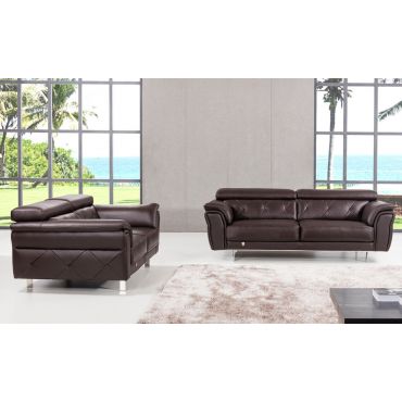 Arianna Chocolate Italian Leather Sofa Set