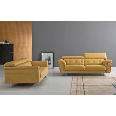 Arianna Yellow Italian Leather Living Room