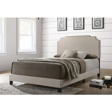 Arsh Beige Fabric Upholstered Bed