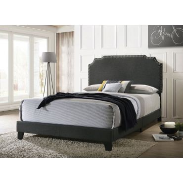 Arsh Grey Linen Upholstered Bed