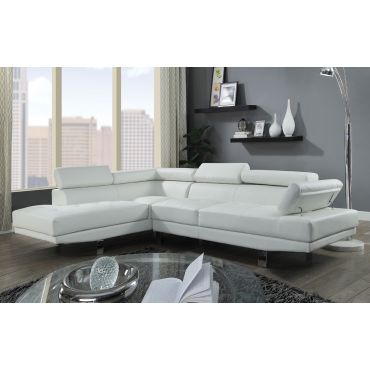 Artem White Leather Modern Sectional