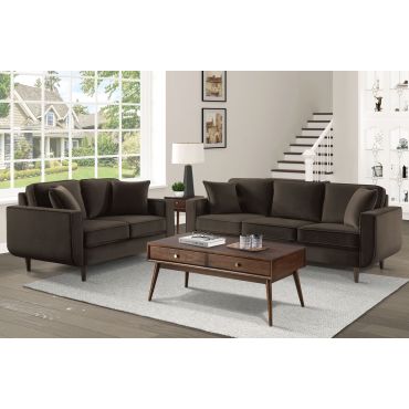 Ashford Chocolate Velvet Sofa Set