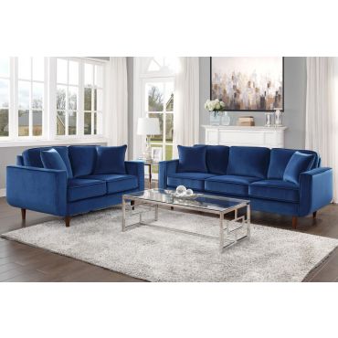 Ashford Navy Blue Velvet Sofa Set