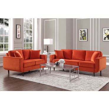 Ashford Orange Velvet Sofa Set