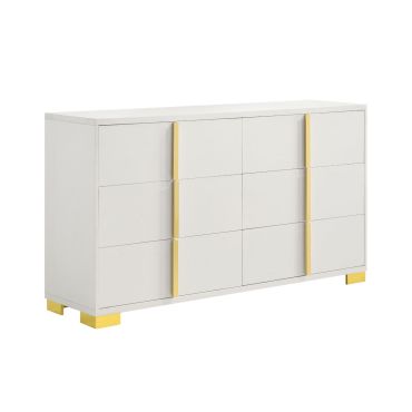 Astrid White Dresser With Gold Accents