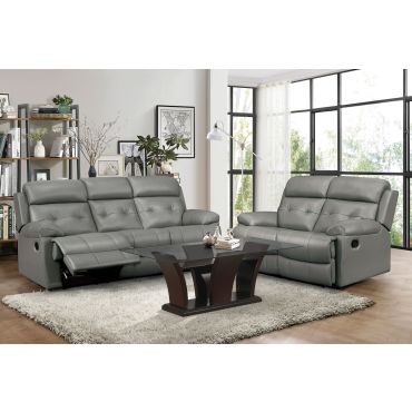 Astronaut Grey Leather Recliner Sofa Set