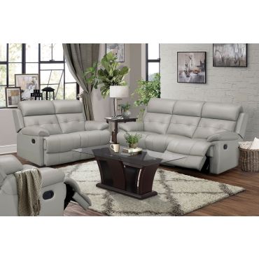 Astronaut Silver Leather Recliner Sofa Set