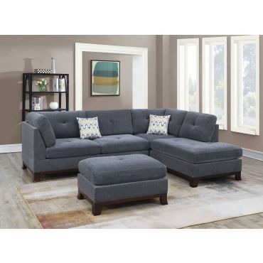 Audrey Modern Sectional Set Grey Chenille