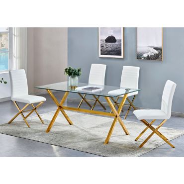 Xavia Gold Finish Dining Table Set