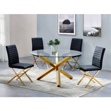 Axis Gold Finish Dining Table Set