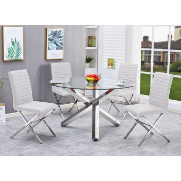 Axis Round Glass Dining Table Set