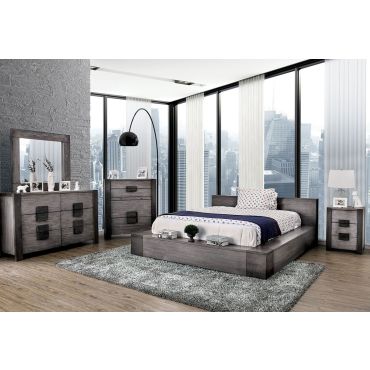 Bambi Rustic Gray Platform Bed