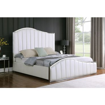 Barletta White Leather Modern Bed